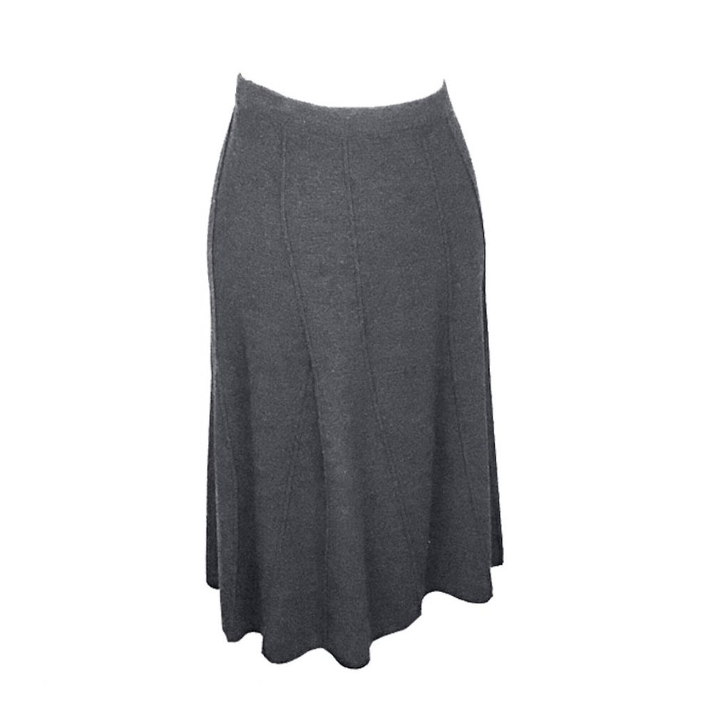 EILEEN FISHER Dark Grey Wool Gored Midi Length Skirt - Picture 2 of 8